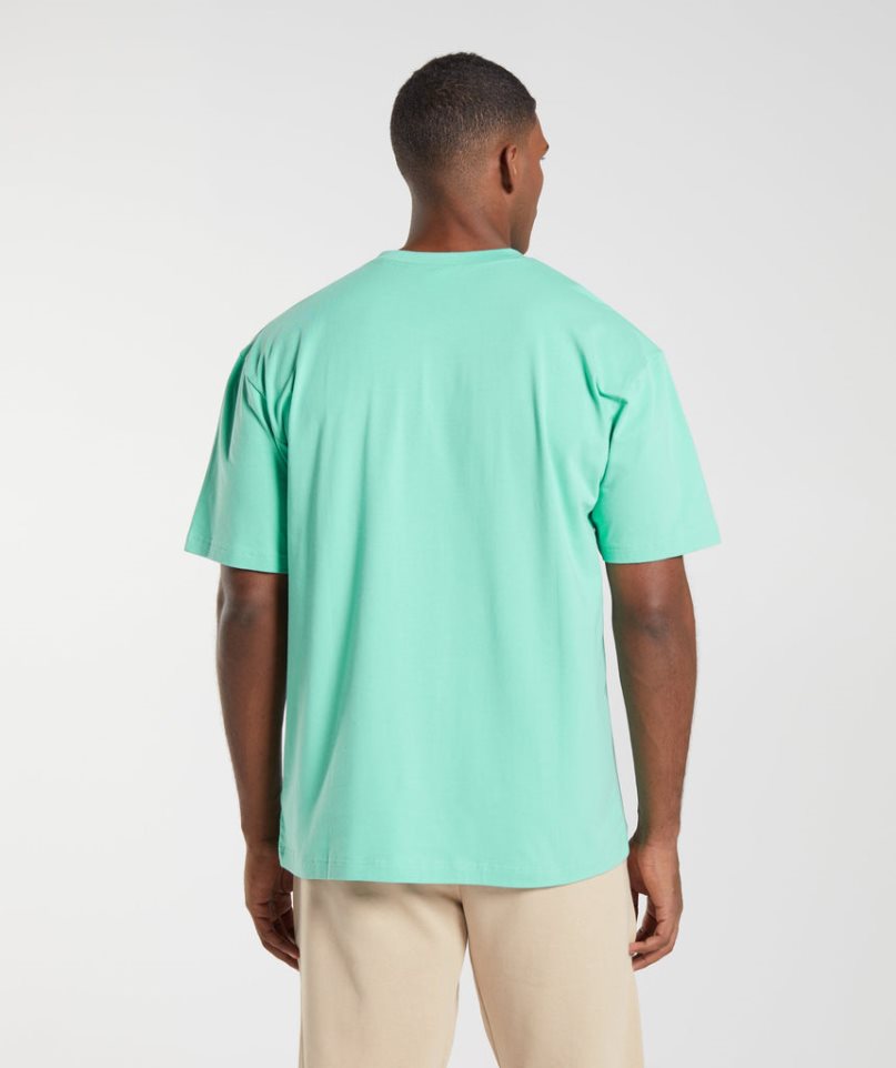 Men's Gymshark Essential Oversized T-Shirts Turquoise | CA N1A3D6